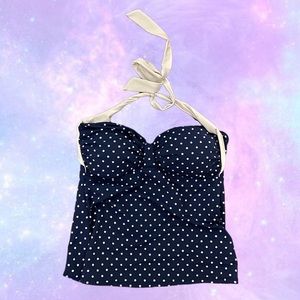 the most adorable vintage blue and white 60s polka dot halter top
